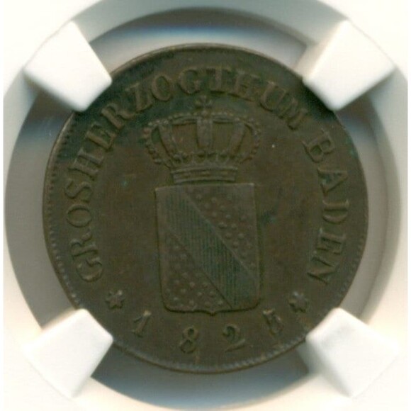 Germany States Baden 1825 1/2 Kreuzer VF Details NGC Low Mintage - Picture 3 of 4